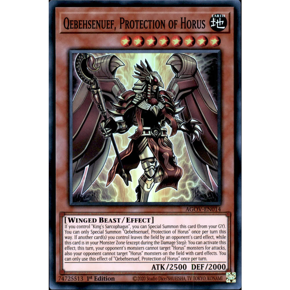 Qebehsenuef, Protection of Horus AGOV-EN014 Yu-Gi-Oh! Card from the Age of Overlord Set