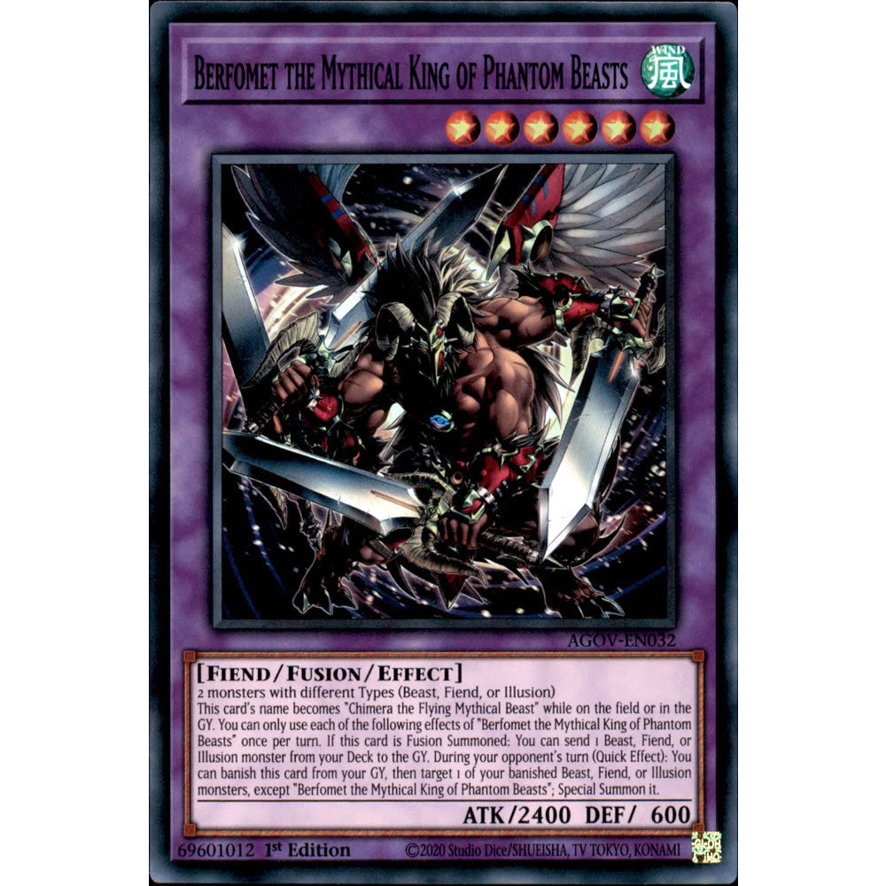 berfomet yugioh card Berfomet the Mythical King of Phantom Beasts AGOV-EN032