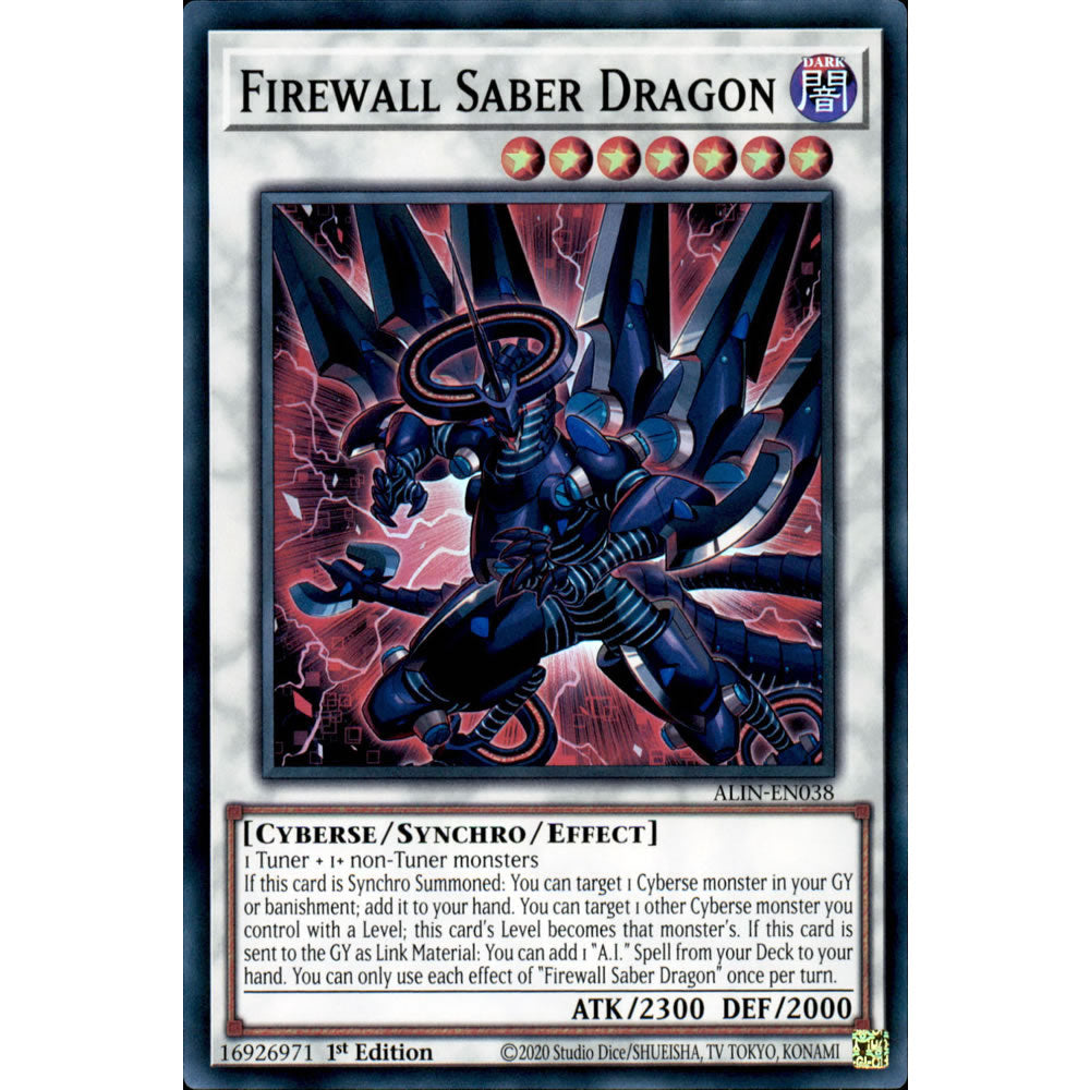 Firewall Saber Dragon ALIN-EN038 Yu-Gi-Oh! Card from the Alliance Insight Set