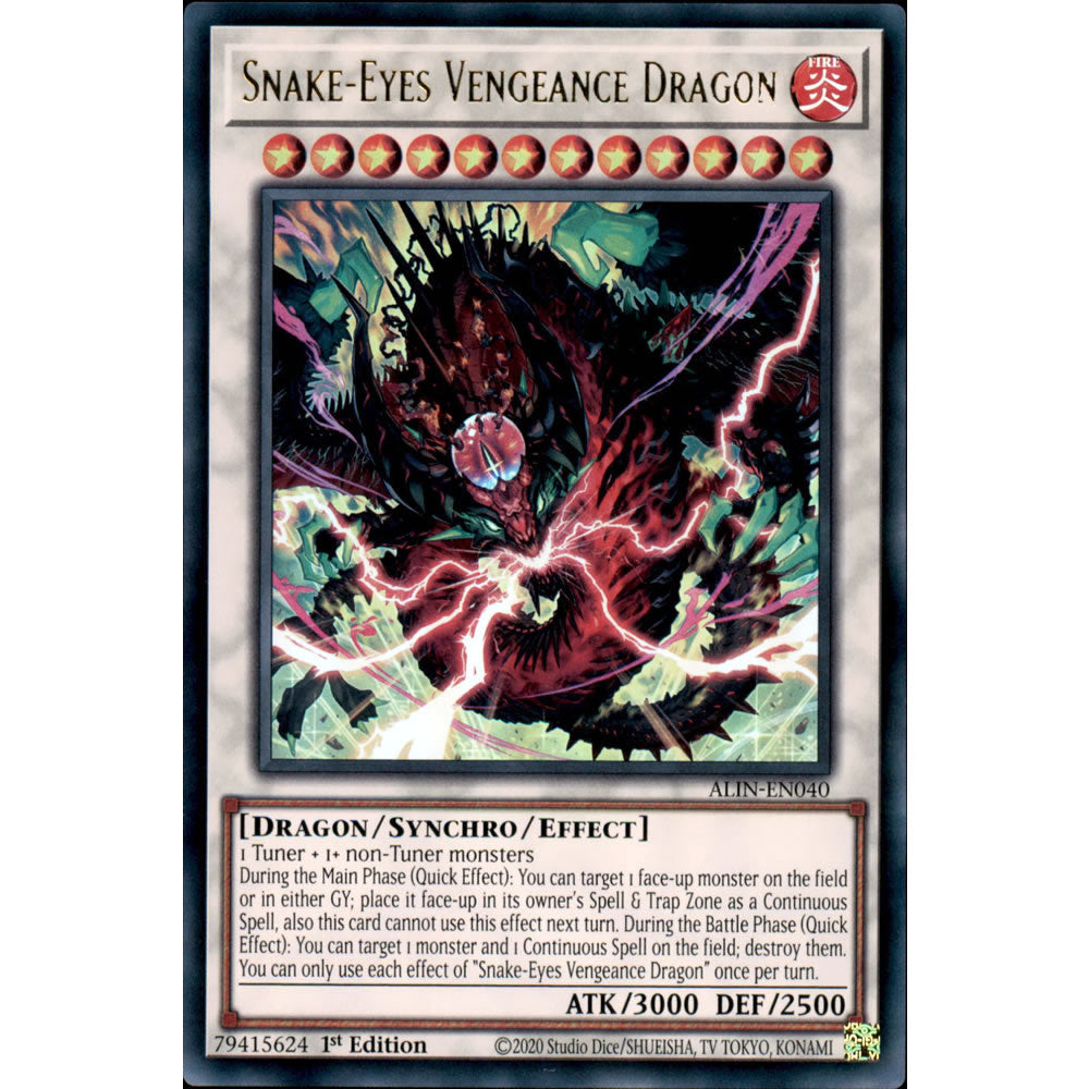 snake yugioh cards Snake-Eyes Vengeance Dragon ALIN-EN040 Yu-Gi-Oh! Card