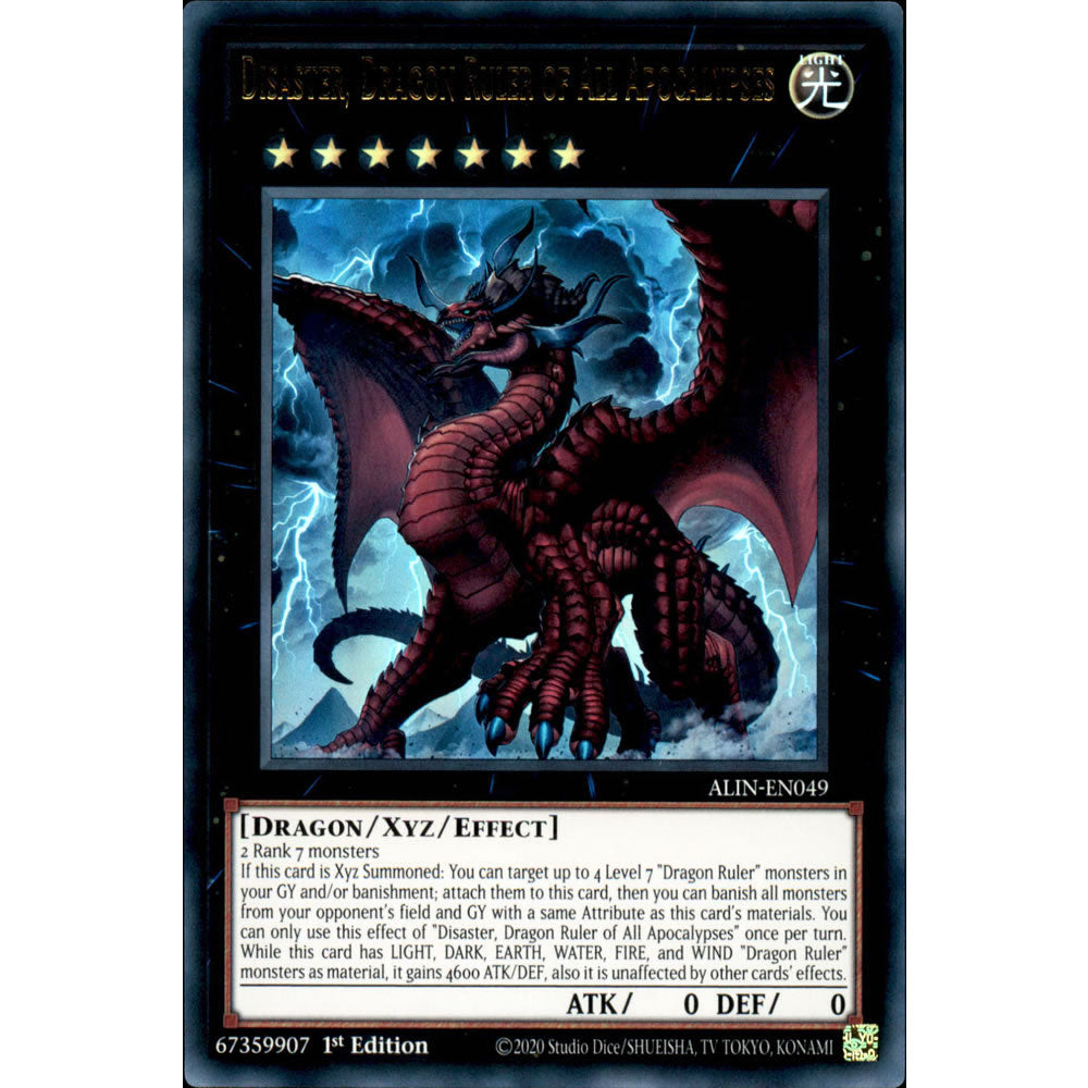 Disaster, Dragon Ruler of All Apocalypses ALIN-EN049 Yu-Gi-Oh! Card from the Alliance Insight Set