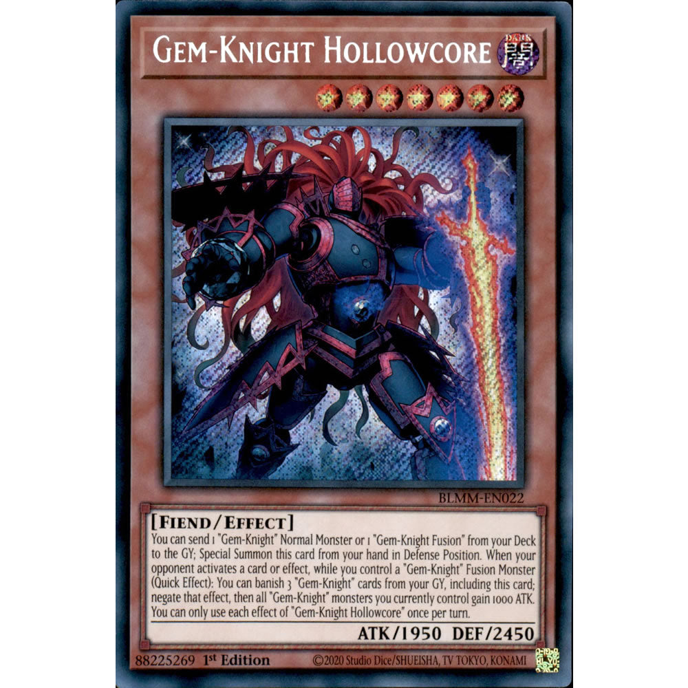 Gem-Knight Hollowcore BLMM-EN022 Yu-Gi-Oh! Card from the Battles of Legend: Monster Mayhem Set