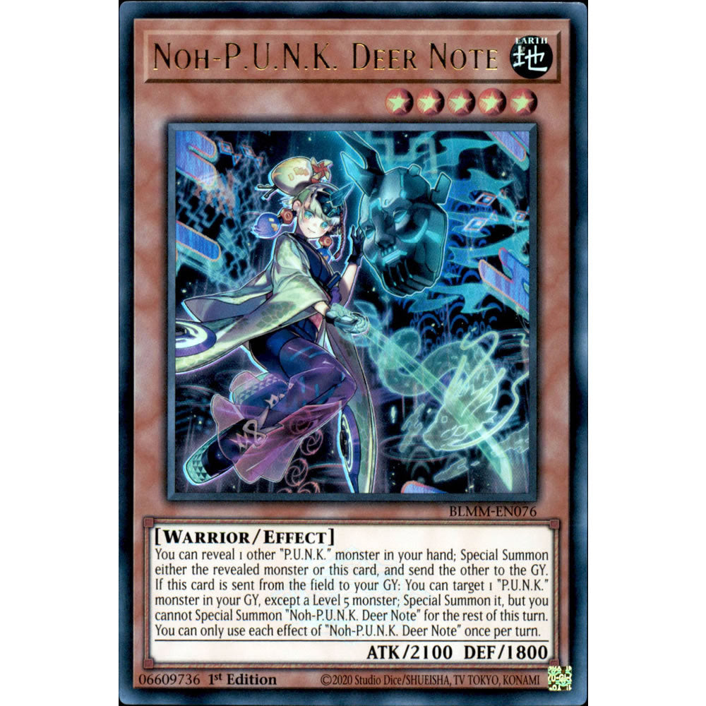 Noh-P.U.N.K. Deer Note BLMM-EN076 Yu-Gi-Oh! Card from the Battles of Legend: Monster Mayhem Set