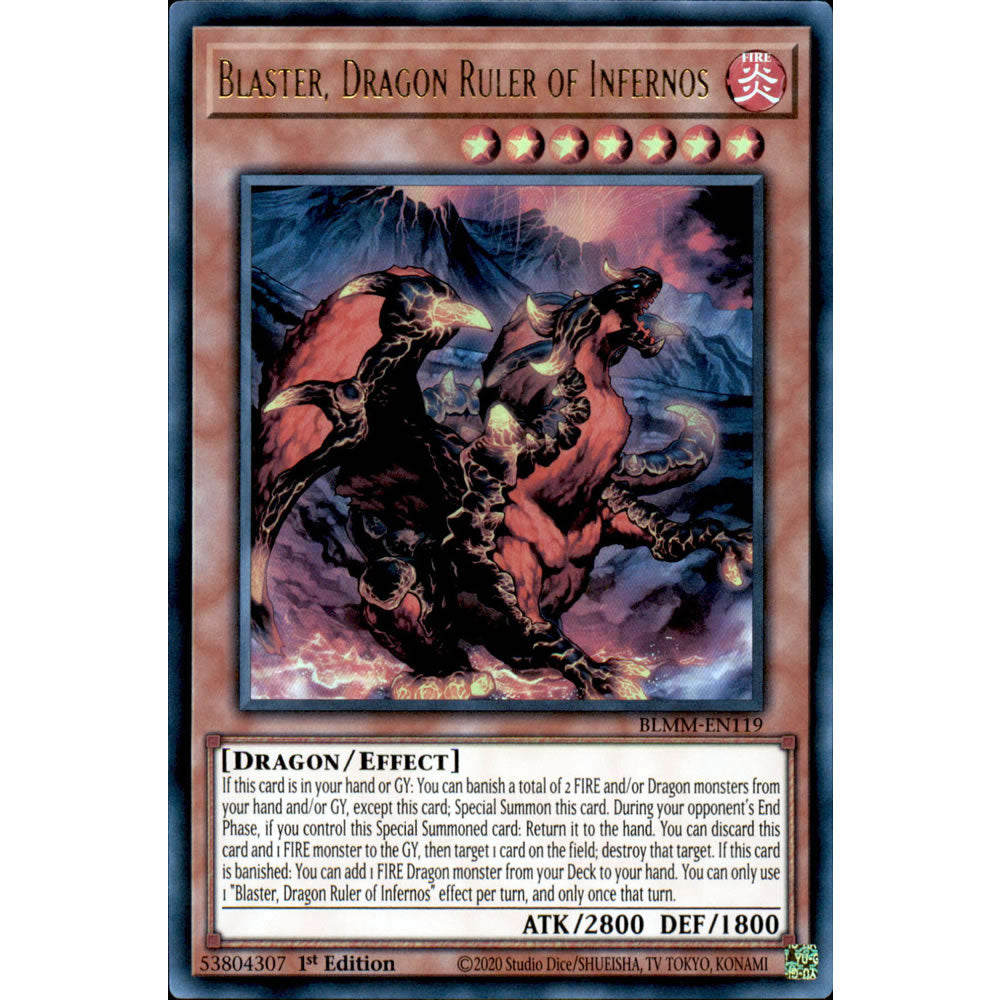 Blaster, Dragon Ruler of Infernos BLMM-EN119 Yu-Gi-Oh! Card from the Battles of Legend: Monster Mayhem Set