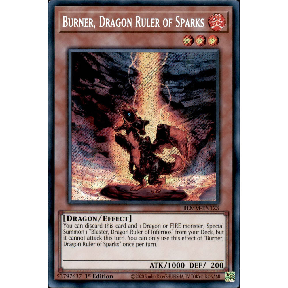Burner, Dragon Ruler of Sparks BLMM-EN123 Yu-Gi-Oh! Card from the Battles of Legend: Monster Mayhem Set