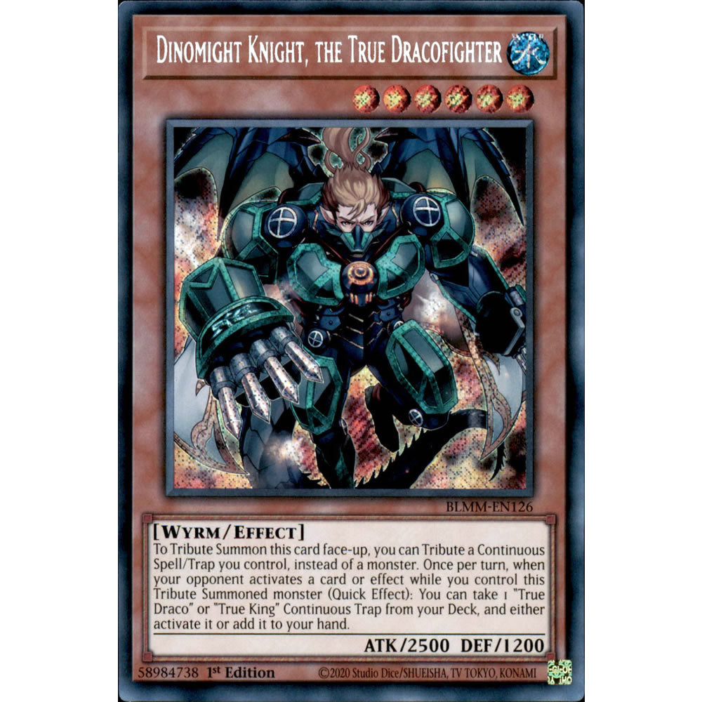 Dinomight Knight, the True Dracofighter BLMM-EN126 Yu-Gi-Oh! Card from the Battles of Legend: Monster Mayhem Set
