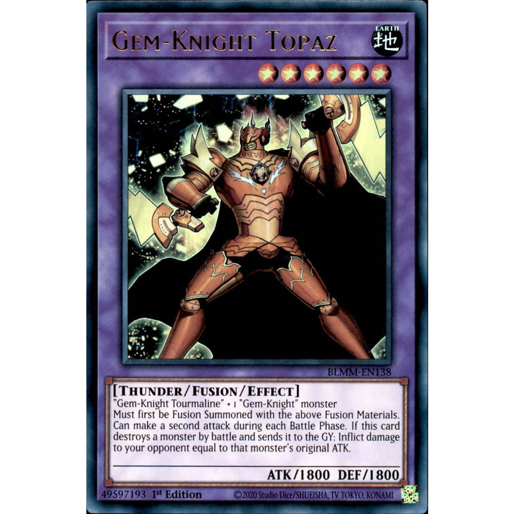 Gem-Knight Topaz BLMM-EN138 Yu-Gi-Oh! Card from the Battles of Legend: Monster Mayhem Set