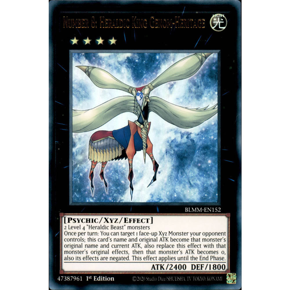 Number 8: Heraldic King Genom-Heritage BLMM-EN152 Yu-Gi-Oh! Card from the Battles of Legend: Monster Mayhem Set