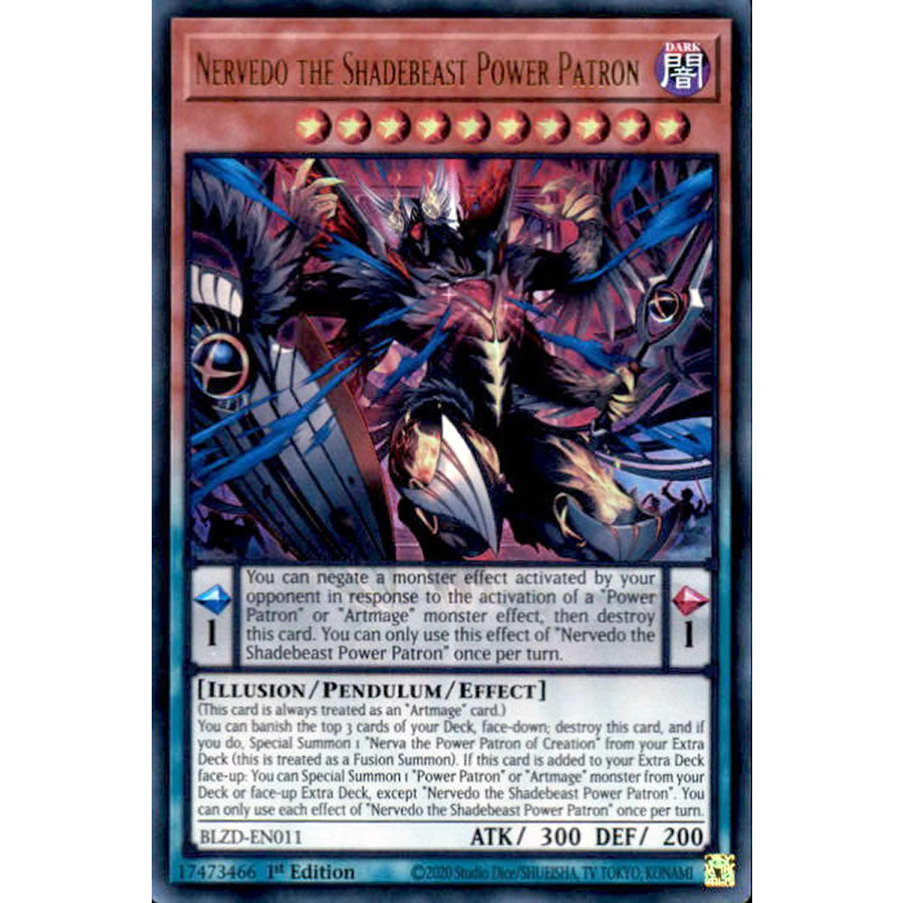 Nervedo the Shadebeast Power Patron BLZD-EN011 Yu-Gi-Oh! Card from the Blazing Dominion Set