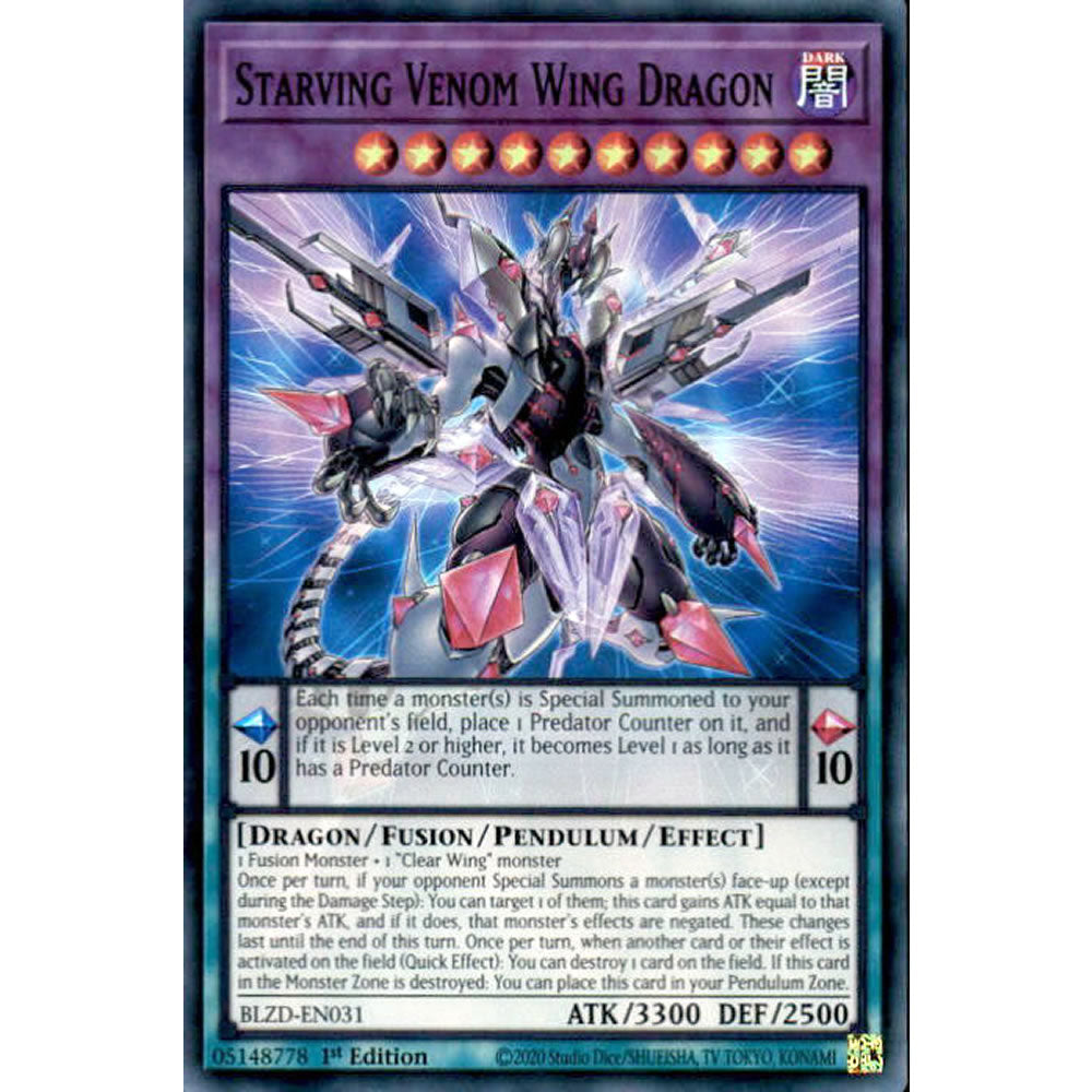 Starving Venom Wing Dragon BLZD-EN031 Yu-Gi-Oh! Card from the Blazing Dominion Set