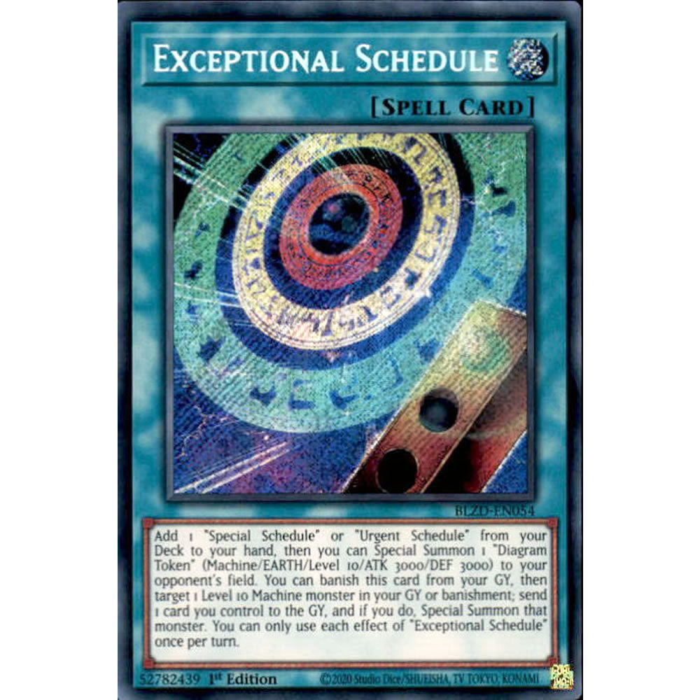 Exceptional Schedule BLZD-EN054 Yu-Gi-Oh! Card from the Blazing Dominion Set