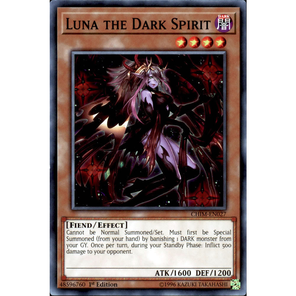 Luna the Dark Spirit CHIM-EN027 Yu-Gi-Oh! Card Luna the Dark Spirit CHIM-EN027 Yu-Gi-Oh! Card