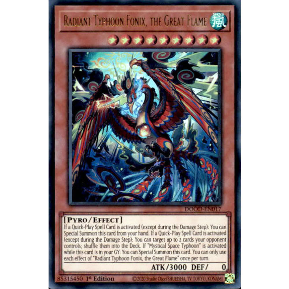 Radiant Typhoon Fonix, the Great Flame DOOD-EN017 Yu-Gi-Oh! Card from the Doom of Dimensions Set