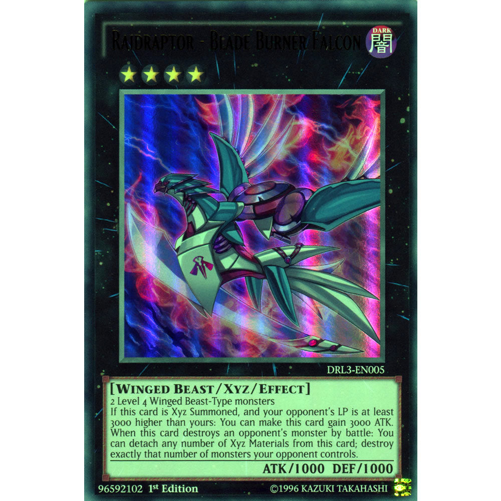 Raidraptor - Blade Burner Falcon DRL3-EN005 Yu-Gi-Oh! Card from the Dragons of Legend Unleashed Set