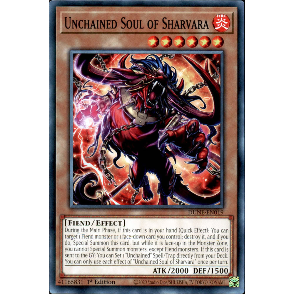 Unchained Soul of Sharvara DUNE-EN019 Yu-Gi-Oh! Card Unchained Soul of Sharvara DUNE-EN019 Yu-Gi-Oh! Card