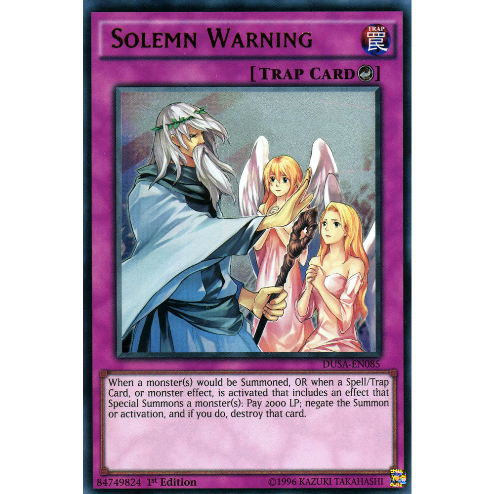 Solemn Warning DUSA-EN085 Yu-Gi-Oh! Card from the Duelist Saga Set