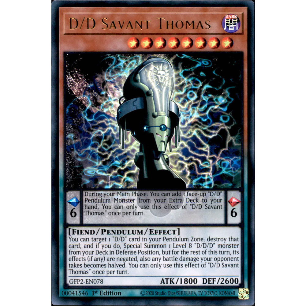 D/D Savant Thomas GFP2-EN078 Yu-Gi-Oh! Card from the Ghosts From the Past: The 2nd Haunting Set