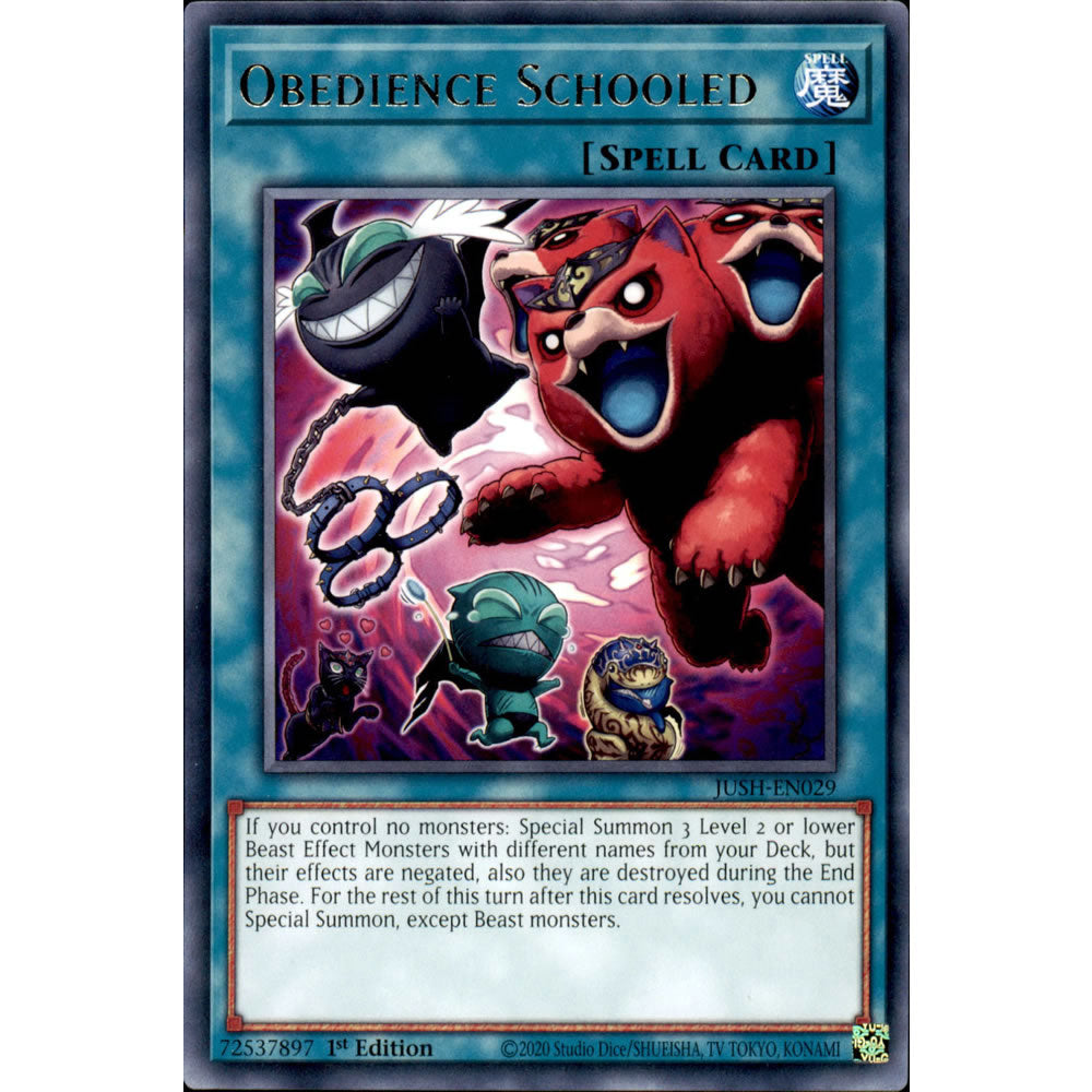 Obedience Schooled JUSH-EN029 Yu-Gi-Oh! Card from the Justice Hunters Set