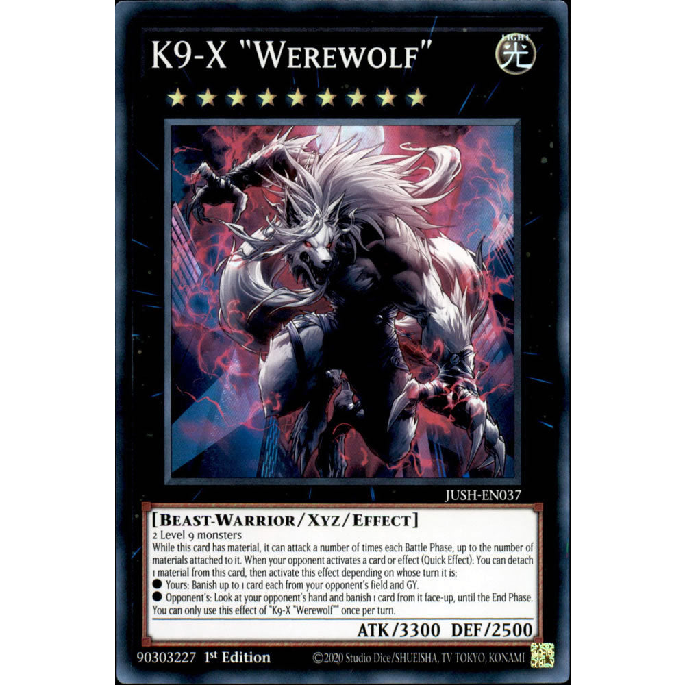 K9-X Werewolf JUSH-EN037 Yu-Gi-Oh! Card from the Justice Hunters Set