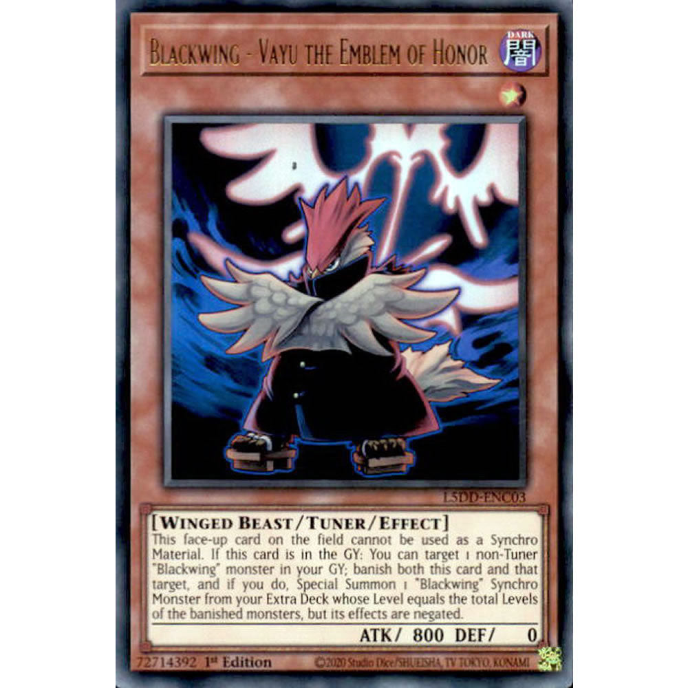 Blackwing - Vayu the Emblem of Honor L5DD-ENC03 Yu-Gi-Oh! Card from the Legendary 5D's Decks Set