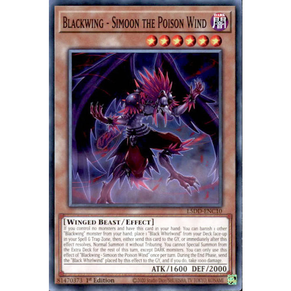 Blackwing - Simoon the Poison Wind L5DD-ENC10 Yu-Gi-Oh! Card from the Legendary 5D's Decks Set