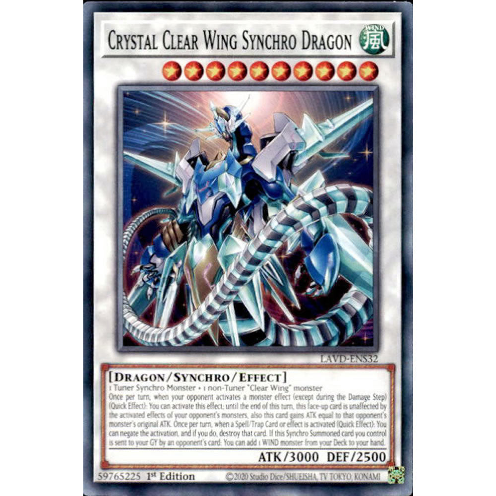 Crystal Clear Wing Synchro Dragon LAVD-ENS32 Yu-Gi-Oh! Card from the Legendary Arc-V Decks Set
