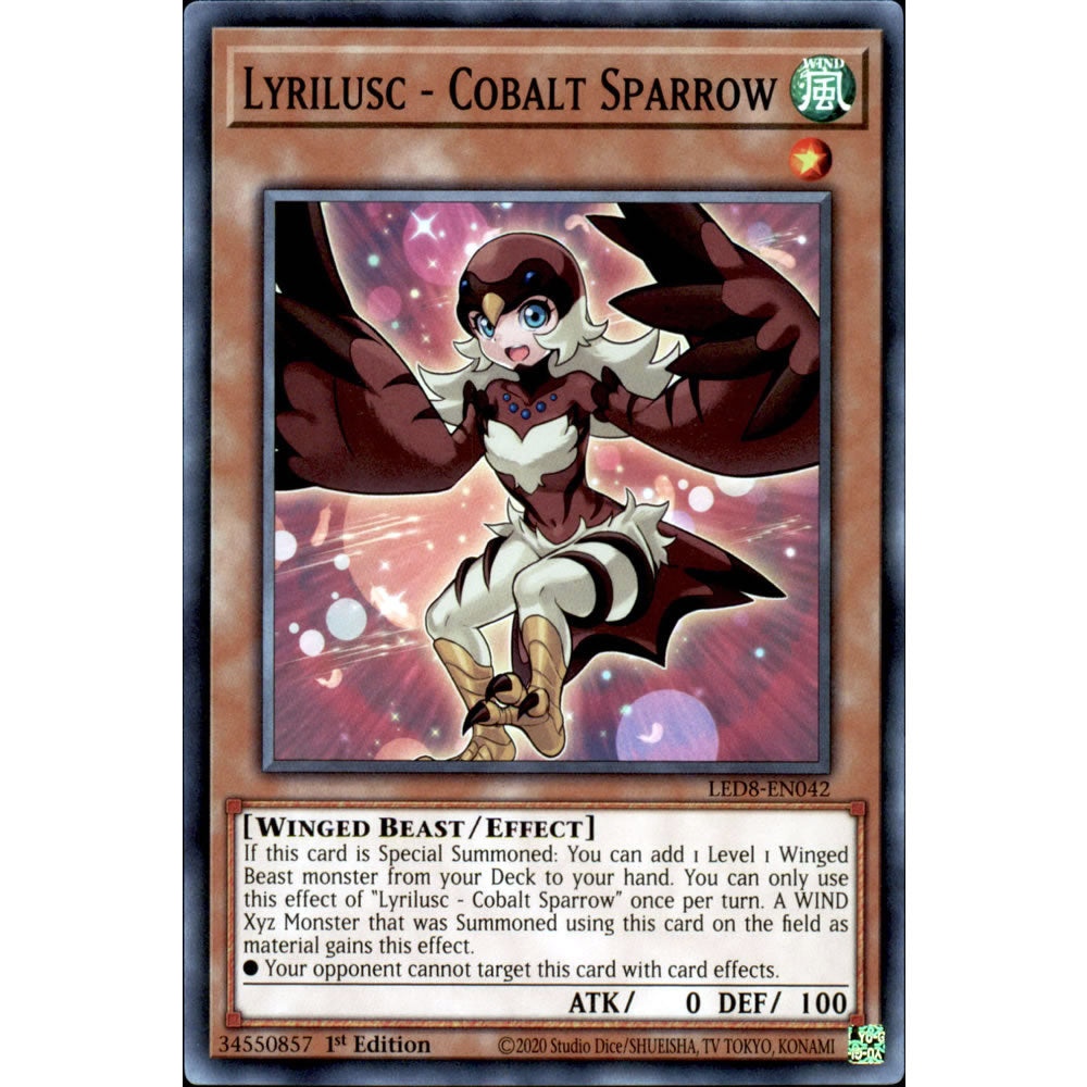 Yu-Gi-Oh! Lyrilusc - Cobalt Sparrow - LED8-EN042 Common - 1st Edition Trading Card