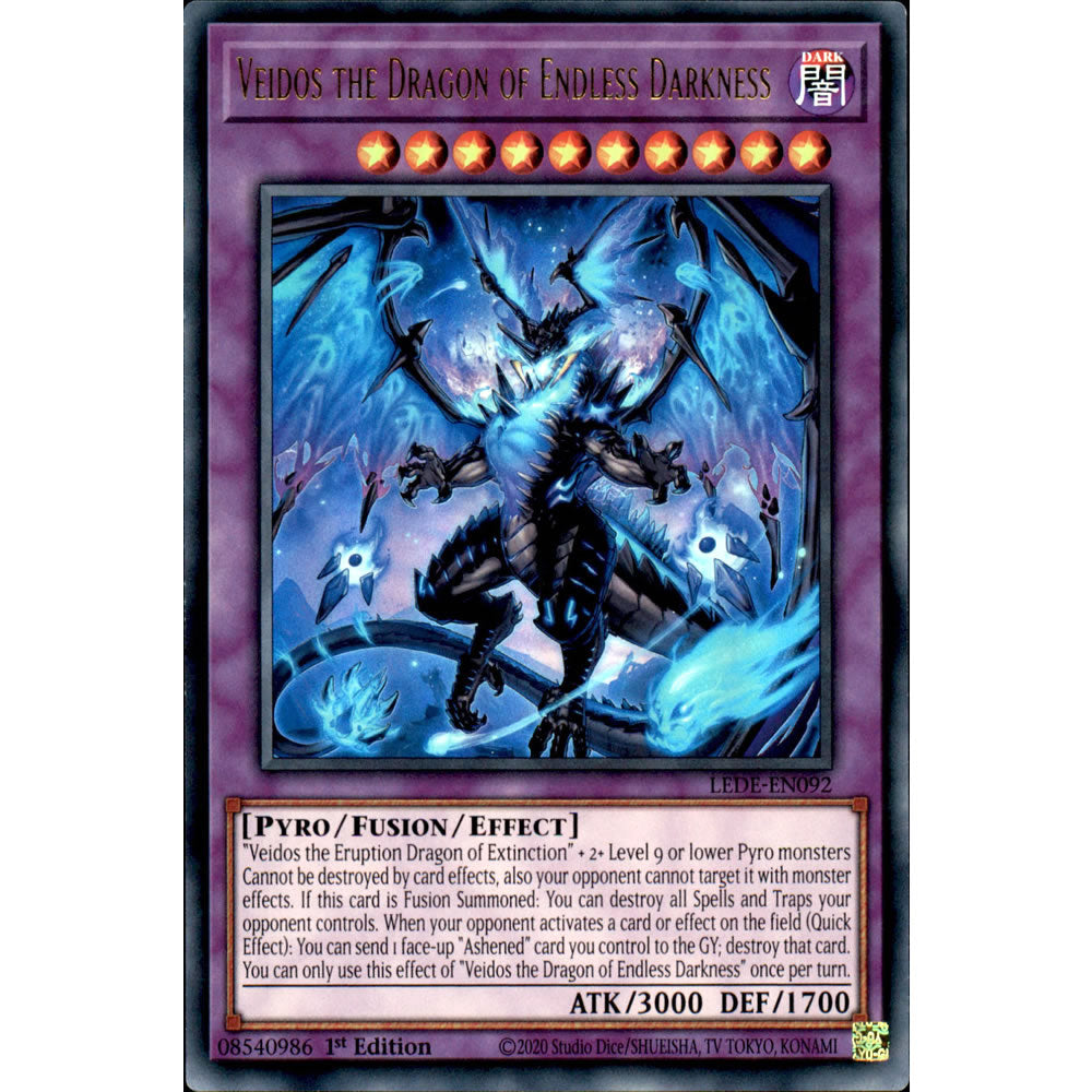 Veidos the Dragon of Endless Darkness LEDE-EN092 Yu-Gi-Oh! Card from the Legacy of Destruction Set