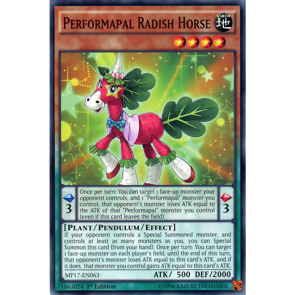 Performapal Radish Horse MP17-EN063 Yu-Gi-Oh! Card from the Mega Tin 2017 Mega Pack Set