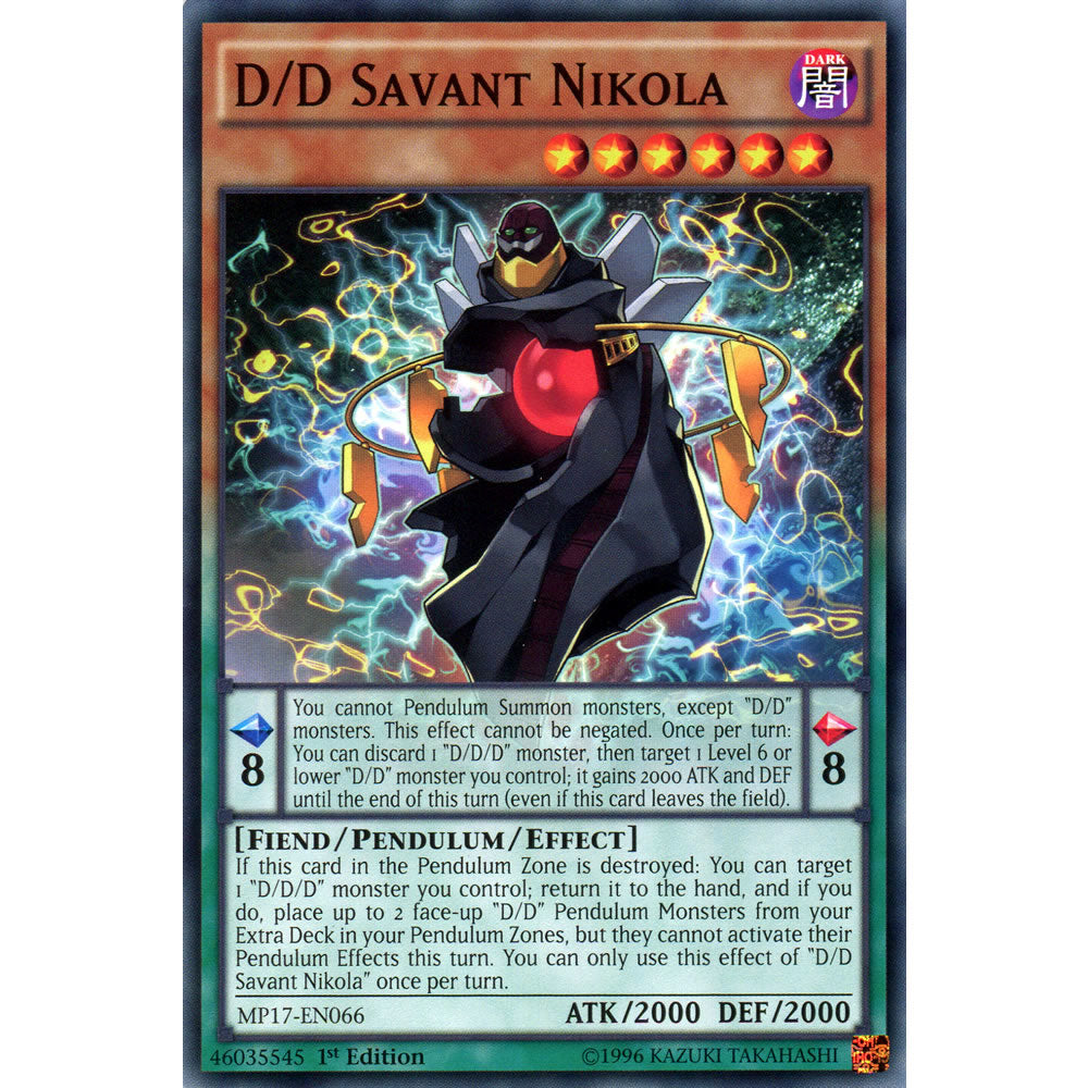D/D Savant Nikola MP17-EN066 Yu-Gi-Oh! Card from the Mega Tin 2017 Mega Pack Set