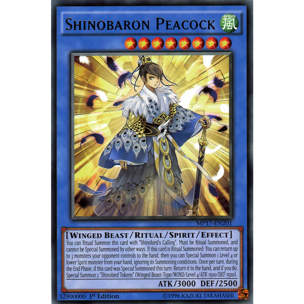 Shinobaron Peacock MP17-EN201 Yu-Gi-Oh! Card from the Mega Tin 2017 Mega Pack Set