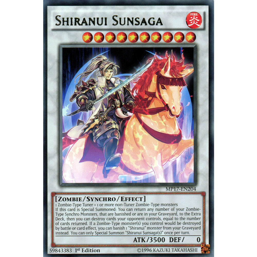 Shiranui Sunsaga MP17-EN204 Yu-Gi-Oh! Card from the Mega Tin 2017 Mega Pack Set