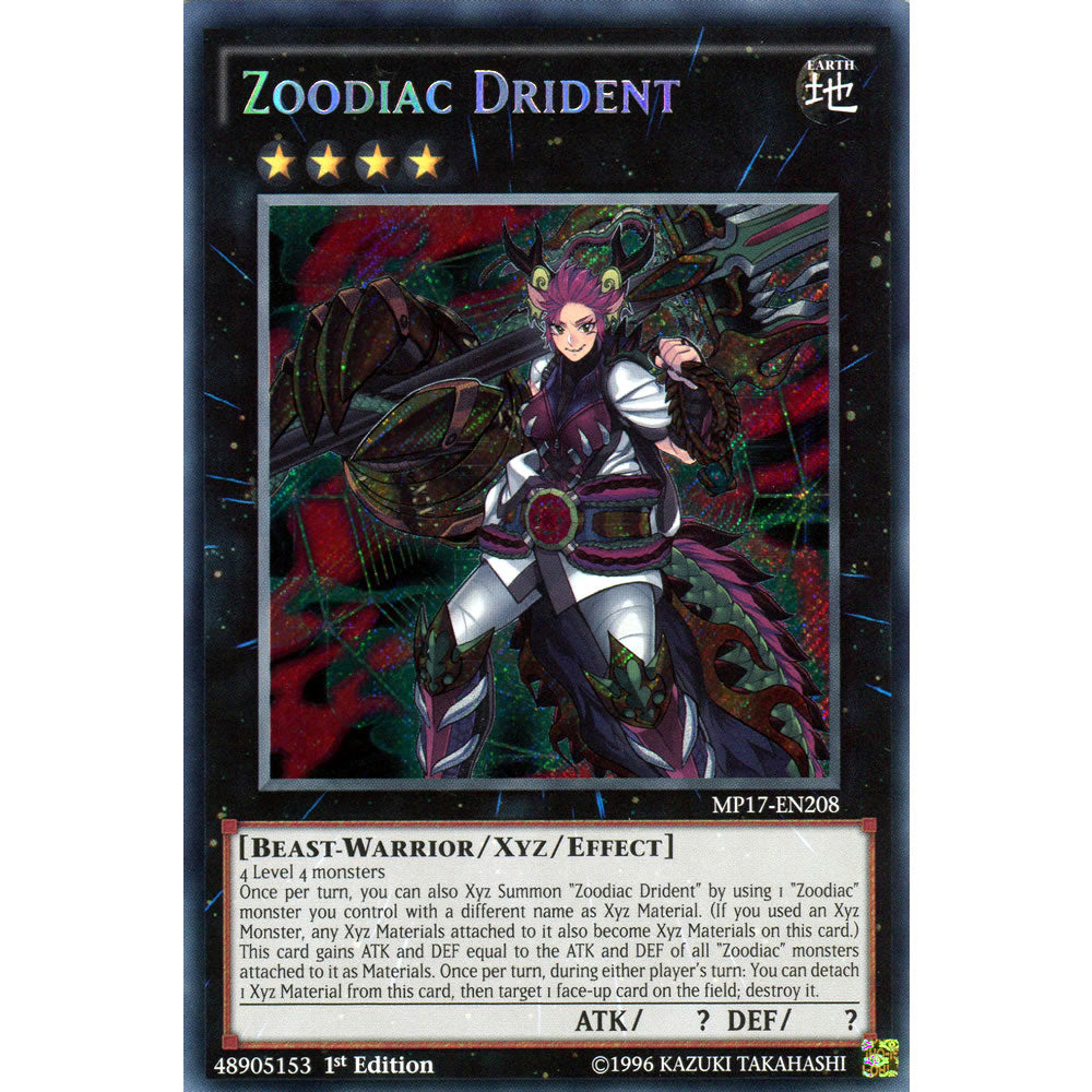 Zoodiac Drident MP17-EN208 Yu-Gi-Oh! Card from the Mega Tin 2017 Mega Pack Set