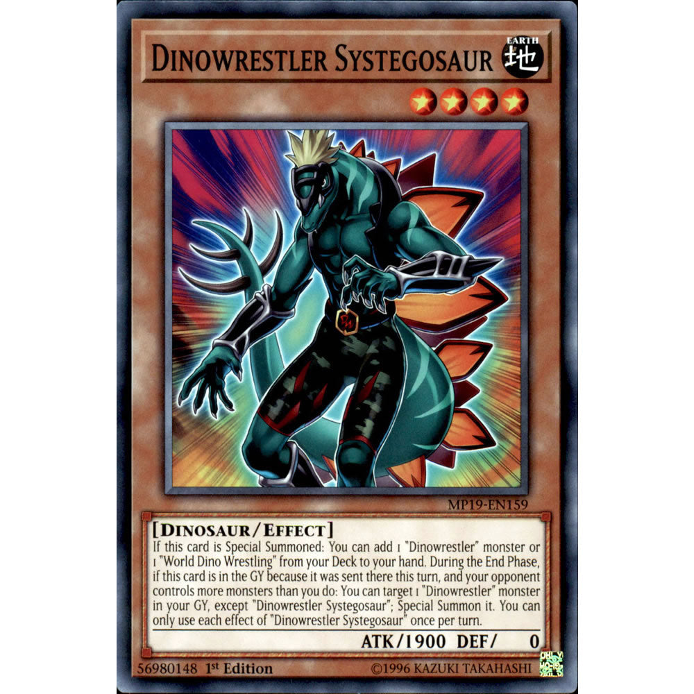 Dinowrestler Systegosaur MP19-EN159 Yu-Gi-Oh! Card from the Mega Tin 2019 Mega Pack Set