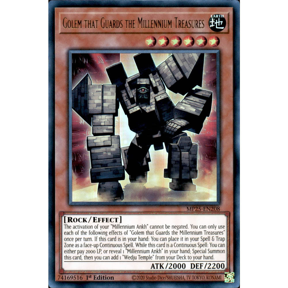 Golem that Guards the Millennium Treasures MP25-EN208 Yu-Gi-Oh! Card from the Mega Tin 2025 Mega Pack Set