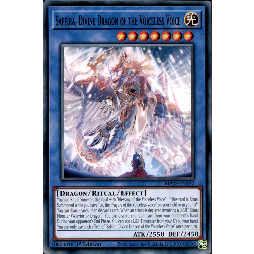 Saffira, Divine Dragon of the Voiceless Voice MP25-EN352 Yu-Gi-Oh! Card from the Mega Tin 2025 Mega Pack Set