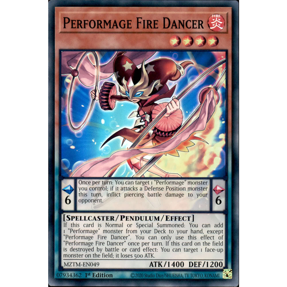 Performage Fire Dancer MZTM-EN049 Yu-Gi-Oh! Card from the Maze of the Master Set