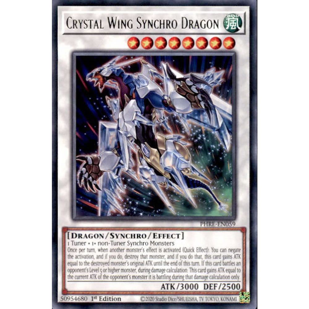 Crystal Wing Synchro Dragon PHRE-EN059 Yu-Gi-Oh! Card from the Phantom Revenge Set