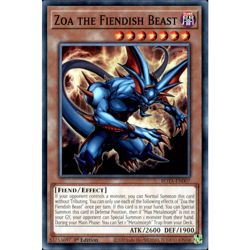 Zoa the Fiendish Beast ROTA-EN007 Yu-Gi-Oh! Card Zoa the Fiendish Beast ROTA-EN007 Yu-Gi-Oh! Card
