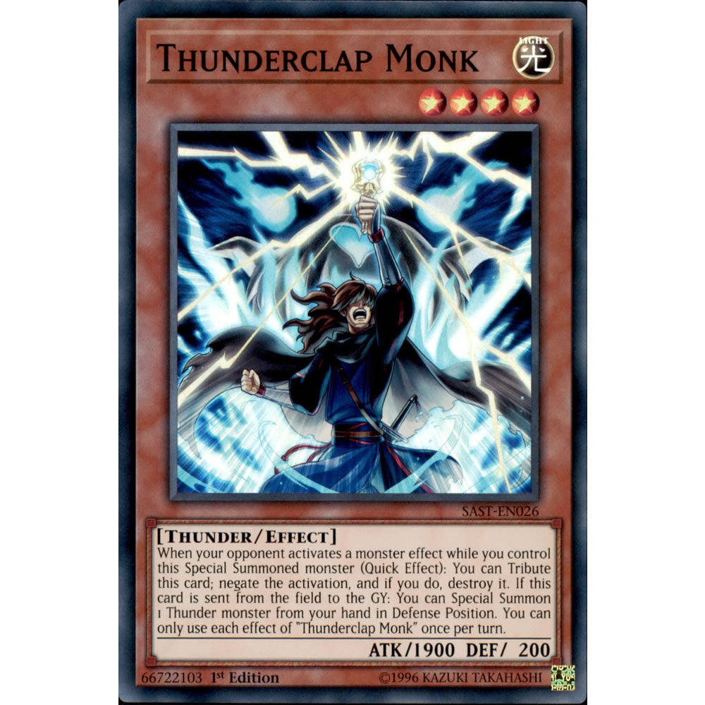 Thunderclap Monk SAST-EN026 Yu-Gi-Oh! Card from the Savage Strike Set
