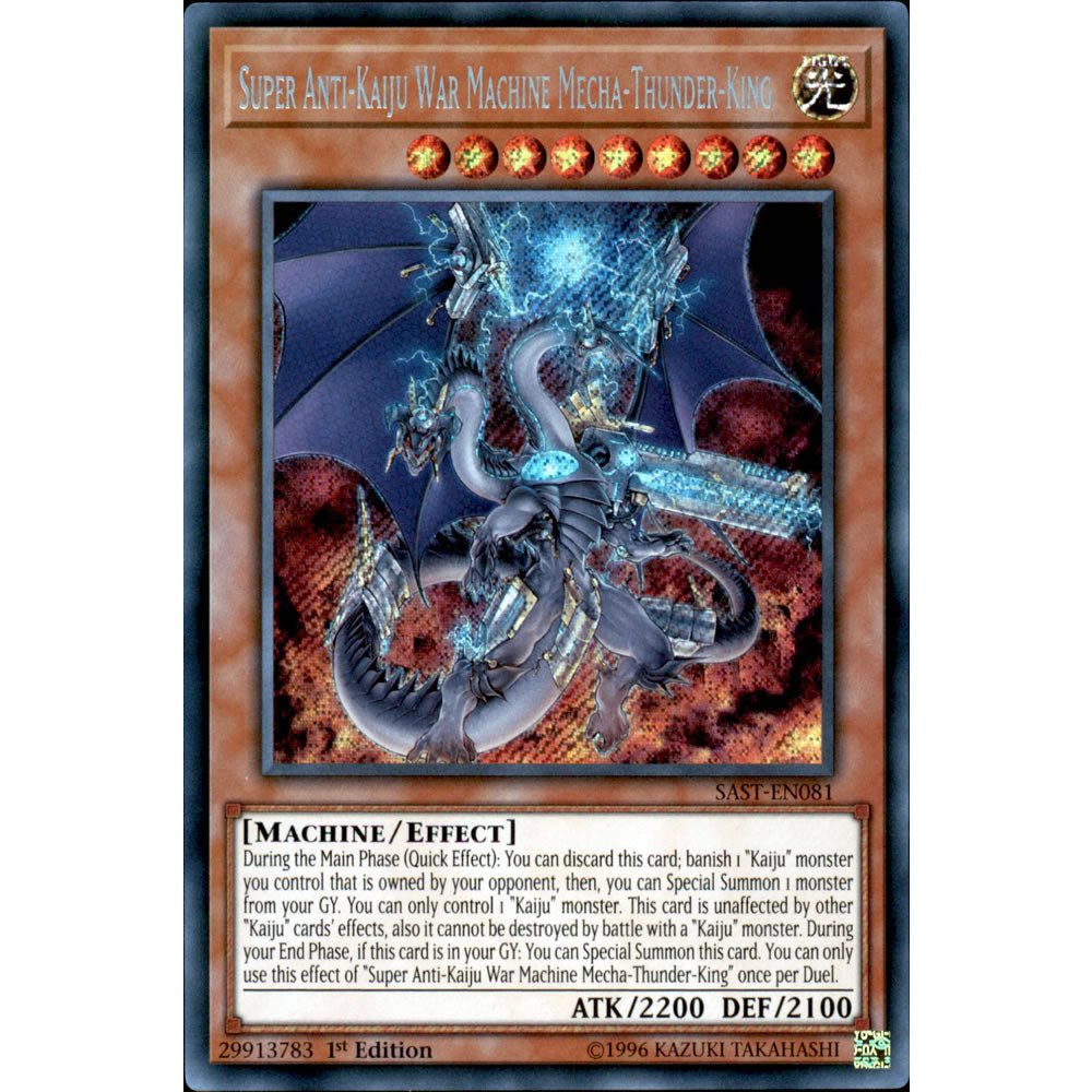 Super Anti-Kaiju War Machine Mecha-Thunder-King SAST-EN081 Yu-Gi-Oh! Card from the Savage Strike Set