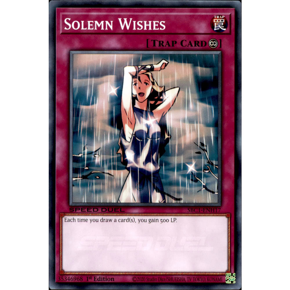 Solemn Wishes SBC1-ENH17 Yu-Gi-Oh! Card from the Speed Duel: Streets of Battle City Set