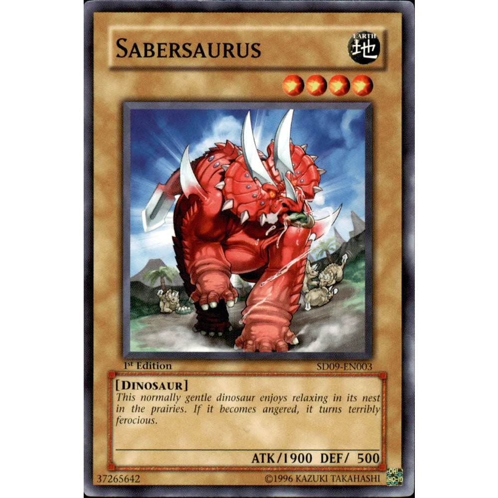 Sabersaurus SD09-EN003 Yu-Gi-Oh! Card from the Dinosaur's Rage Set