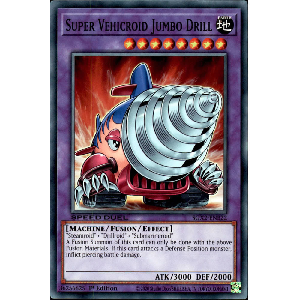 Super Vehicroid Jumbo Drill SGX2-ENB22 Yu-Gi-Oh! Card from the Speed Duel GX: Midterm Paradox Set