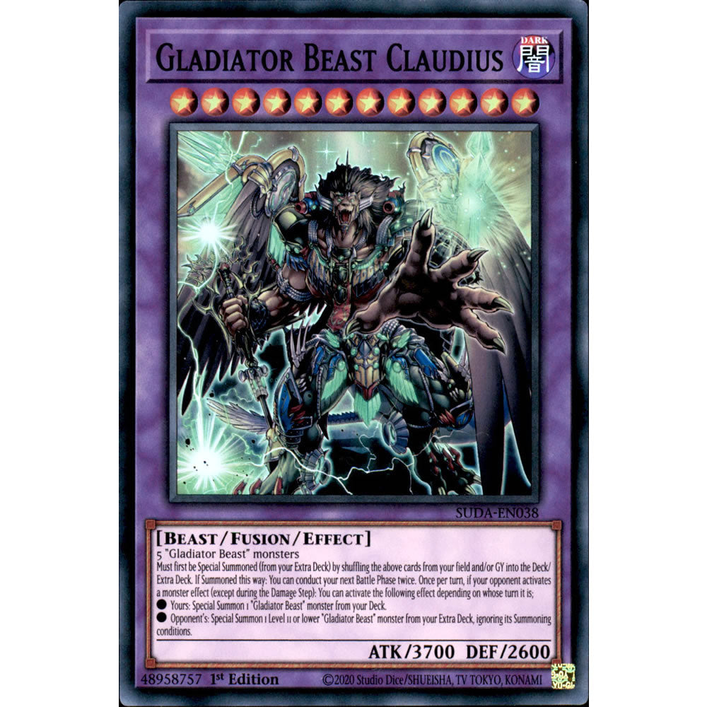Gladiator Beast Claudius SUDA-EN038 Yu-Gi-Oh! Card from the Supreme Darkness Set