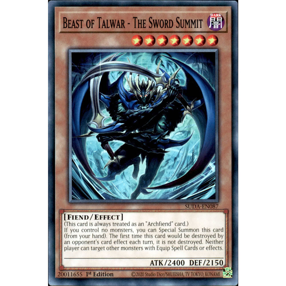 Beast of Talwar - The Sword Summit SUDA-EN087 Yu-Gi-Oh! Card from the Supreme Darkness Set
