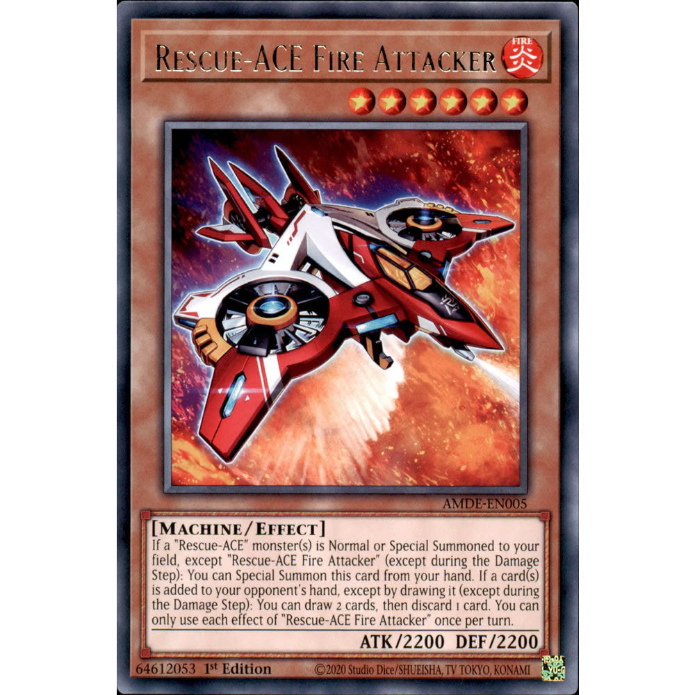 rescue yugioh cards Rescue-ACE Fire Attacker AMDE-EN005 Yu-Gi-Oh! Card