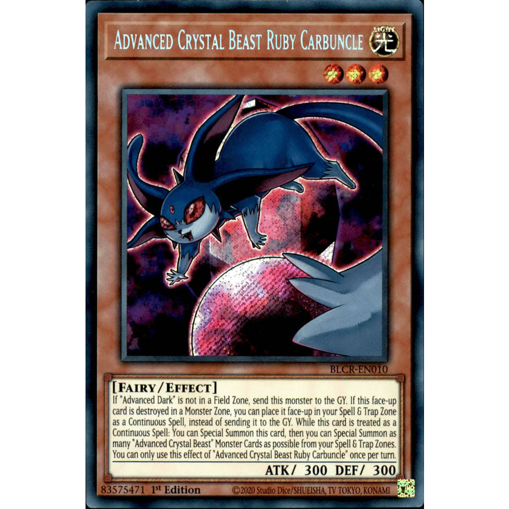 Advanced Crystal Beast Ruby Carbuncle BLCR-EN010 Yu-Gi-Oh! Card from the Battles of Legend: Crystal Revenge Set