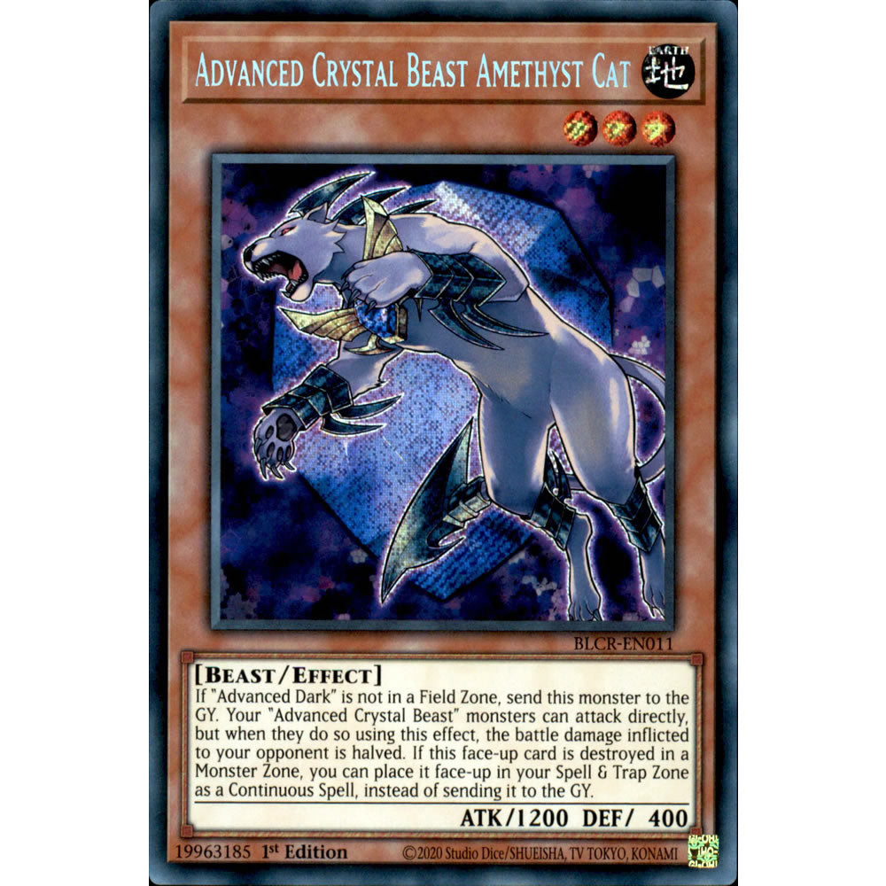Advanced Crystal Beast Amethyst Cat BLCR-EN011 Yu-Gi-Oh! Card from the Battles of Legend: Crystal Revenge Set