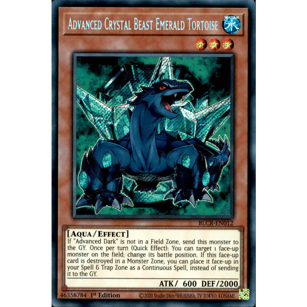 Advanced Crystal Beast Emerald Tortoise BLCR-EN012 Yu-Gi-Oh! Card from the Battles of Legend: Crystal Revenge Set